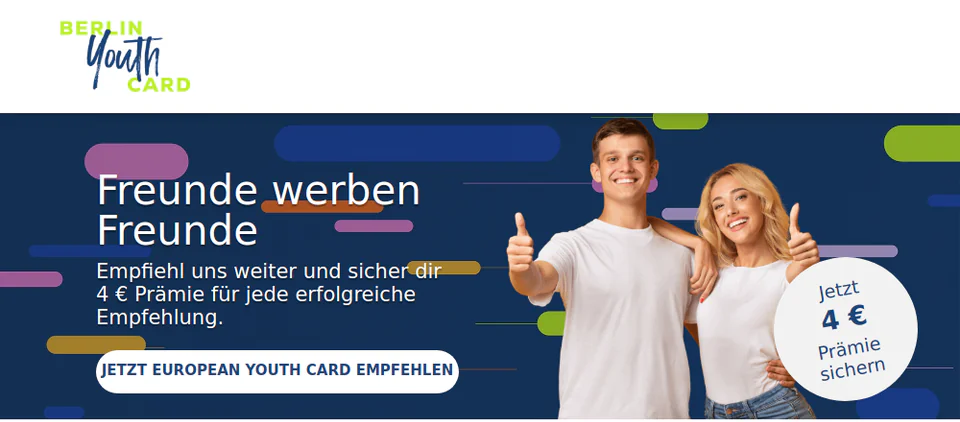 Première vue de la page de parrainage de Berlin Youth Card