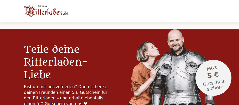 Première vue de la page de parrainage de Ritterladen